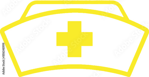 Classic nurse cap with yellow cross symbol, representing healthcare and medical profession.