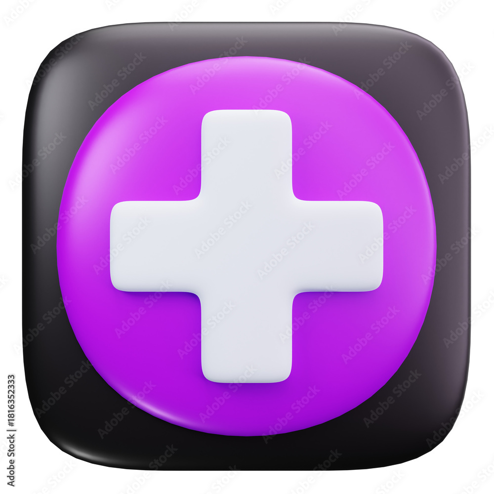 Obraz premium 3D Add Plus Positive Action Icon
