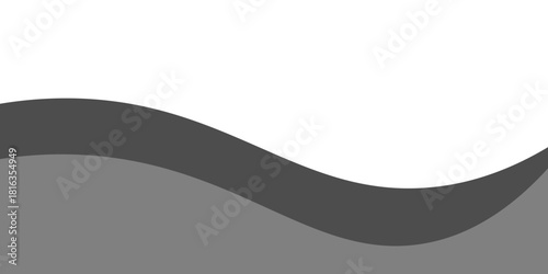 Minimalist black and gray wave vector design with smooth flowing curves at the bottom, transitioning into a clean white background.