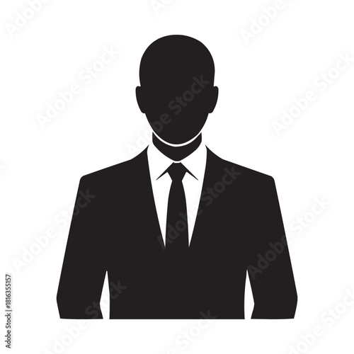 Businessman Silhouette Icon – Professional Avatar, Corporate Person Symbol Vector
