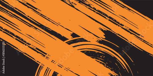orange black brush Car sticker wrap pattern banner abstract sporty lines black orange color combination grunge brush modern pattern racing motorsport vector design. eps 10