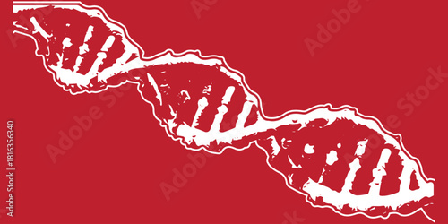 Silhouette Vector DNA Helix Strand in Detailed Medical Illustration