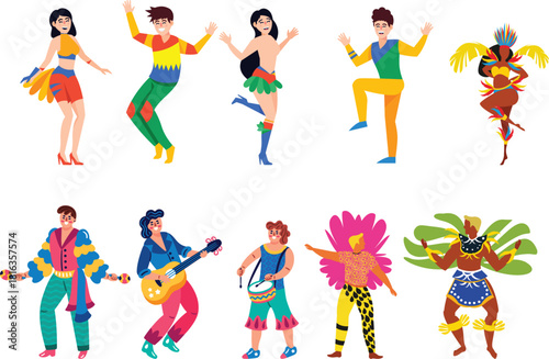 vector illustration of dancing girls