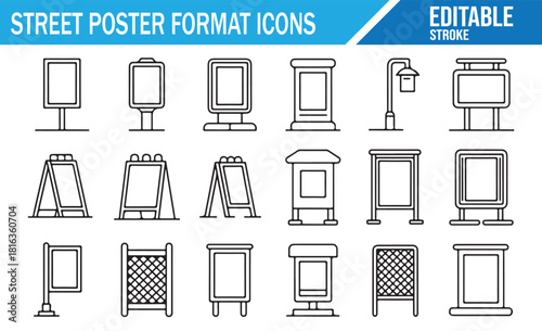 Pavement display and street sign linear symbol set