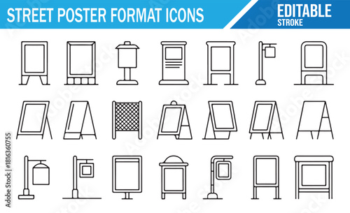 Editable stroke icons for billboard and advertising frames