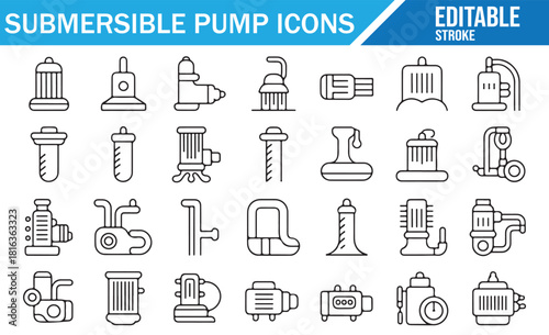 Industrial submersible pump symbols for engineering use
