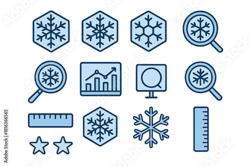 Winter weather analysis and measurement using snowflakes, charts, and rulers