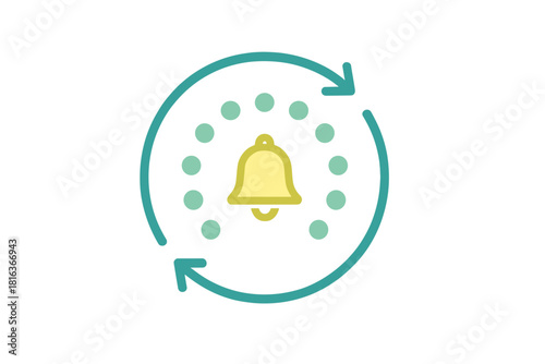 Notification bell icon with circular refresh arrow and dots symbolizing continuous update or recurring alert
