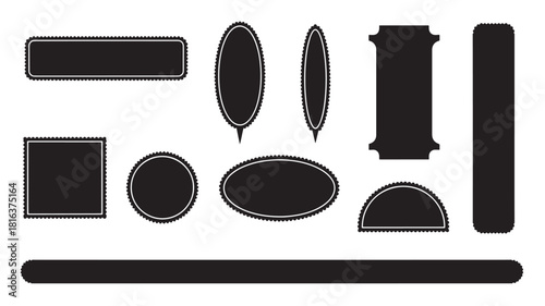 a collection of various black geometric shapes including rectangles ovals squares and a semi circle on transparent background silhouette high quality professional