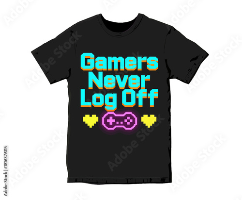 Gamer T-Shirt with Colorful Pixel Art Design
