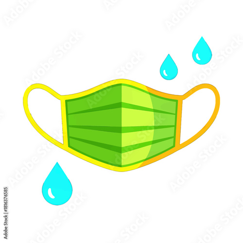 Green Medical Face Mask with Droplets