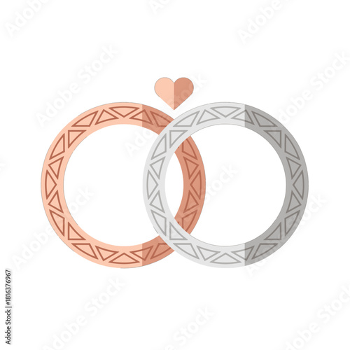 Interlocking Wedding Rings with Heart Design