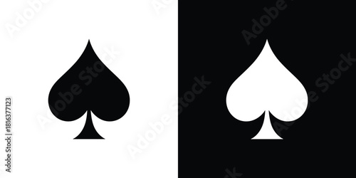 Spades Card Suits Black and White Split Background Contrasting Symbols Design