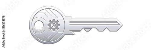 Silver Key with Gear Icon on Head