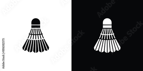 Shuttlecock Icon with a Transparent Background in Black and White colors