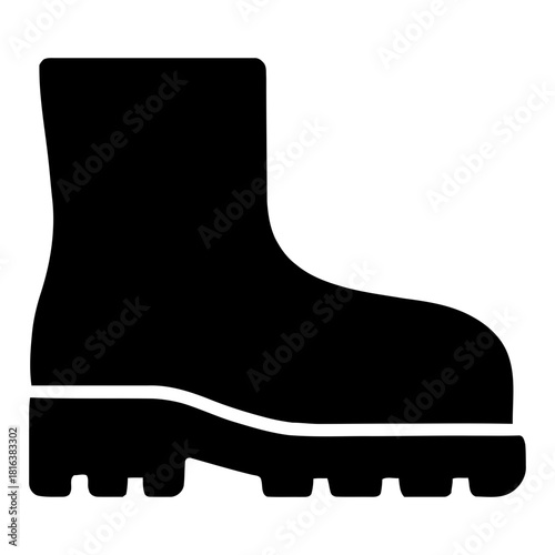 Safety work boot icon solid silhouette heavy duty footwear for construction