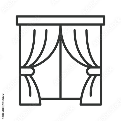 Curtain icon in line design. curtain, window curtain, drapes, home textile on white background vector. curtain editable stroke icon