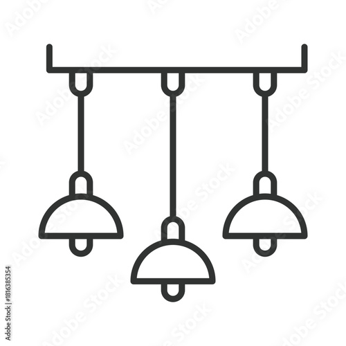 Ceiling light icon in line design. ceiling light, pendant lights, hanging lamps on white background vector. ceiling light editable stroke icon