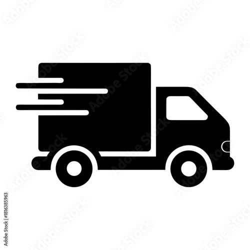 Shipping Truck Icon Quick Transport Vector on White.