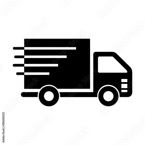 Fast Delivery Truck Symbol Clean Vector Illustration.
