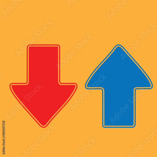 Red down arrow and blue up arrow symbols 