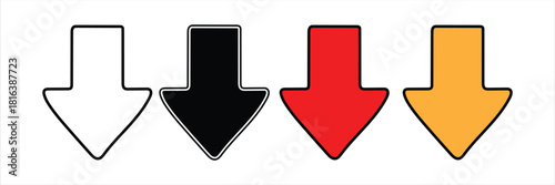 Four downward arrows in various colors,