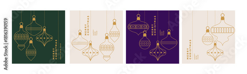 Merry Christmas and Happy New Year greeting cards for business and personal use. Vector illustrations for greeting card, website banner, social media banner, marketing material.