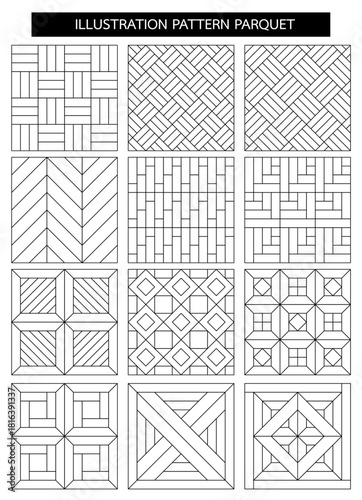 Vector illustration pattern parquet for room or floor vector file, set of geometric elements