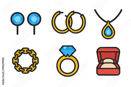 Luxury jewelry set featuring earrings, necklace, bracelet, diamond ring, and ring box