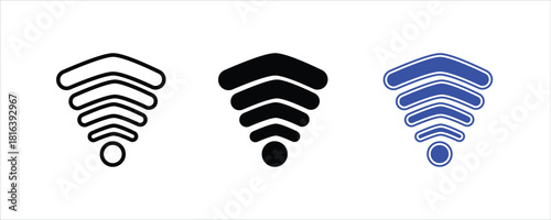 Wifi signal icon set in outline,