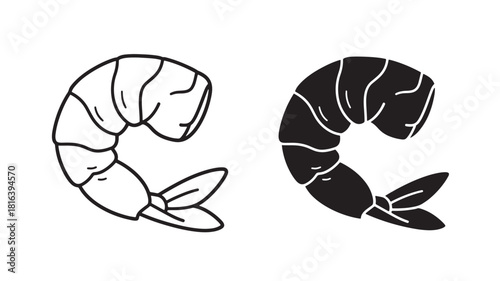 a pair of beautifully illustrated croissant pastries one outlined and one filled presented in a simple style on transparent background silhouette