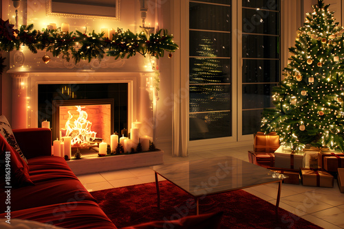 Elegant Christmas interior scene with refined style