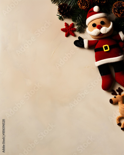 Scandinavian Christmas flat lay soft background