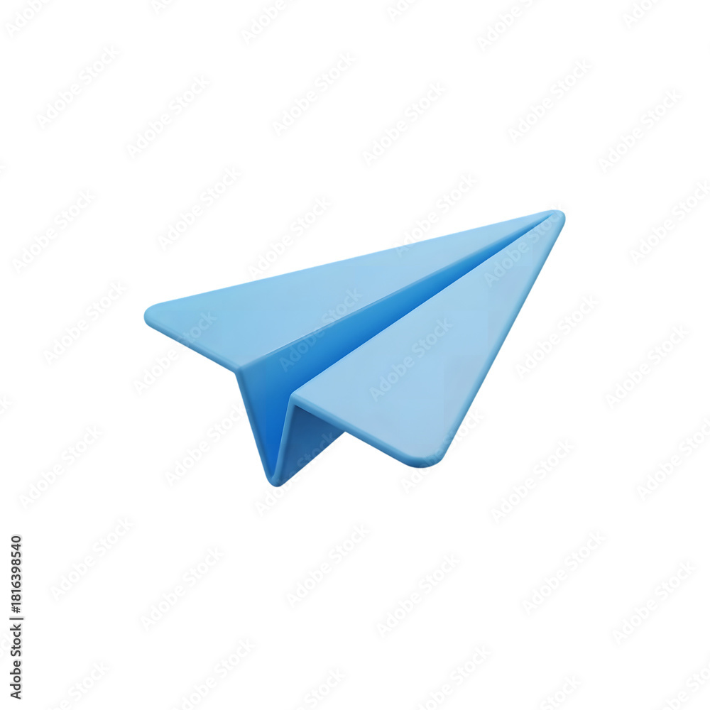 Fototapeta premium Blue Paper Airplane Icon PNG isolated on transparent background