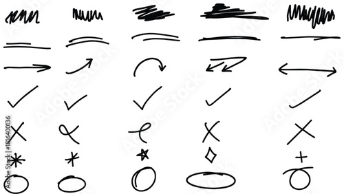 Hand-drawn Sketchy Annotation Marks Collection