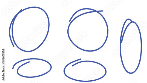 Hand-drawn Blue Circles and Ovals for Highlighting and Annotation