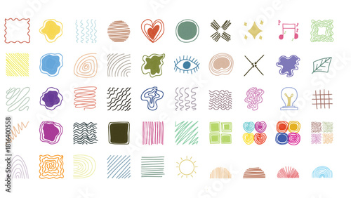 Abstract Hand-Drawn Scribble Shapes and Doodle Elements Collection