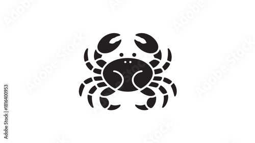 Crab silhouette simple flat vector illustration isolated on white background perfect for logo design and nautical themes