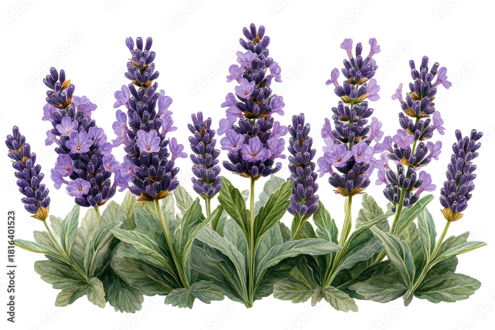 Fototapeta premium Lavender Flowers Illustration. Aromatherapy And Relaxation Concept Isolated On Transparent Background