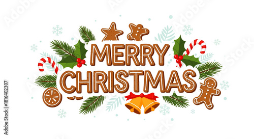 Merry Christmas Holiday Gingerbread Cookies and Decorations