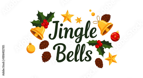 Jingle Bells Holiday Decoration Illustration with Transparent Background