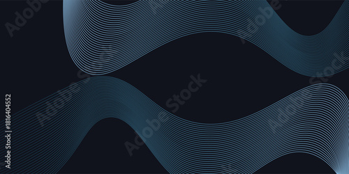 A dynamic and abstract digital design with flowing blue waveforms against a dark background,smooth, curving lines and dotted patterns that create a sense of movement and energy.