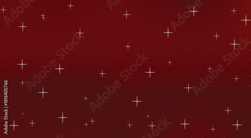 A deep red background with scattered delicate white plus sign shapes