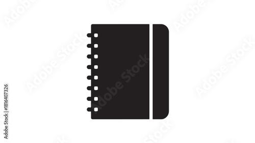 Spiral bound notebook icon for note taking and journaling, simple vector symbol