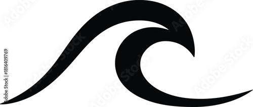 Illustration Simple ocean wave abstract black and white silhouette vector