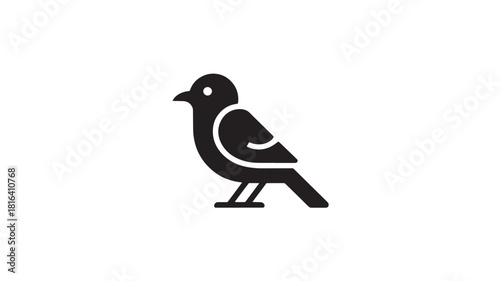 Bird icon, simple black silhouette for logo or symbol