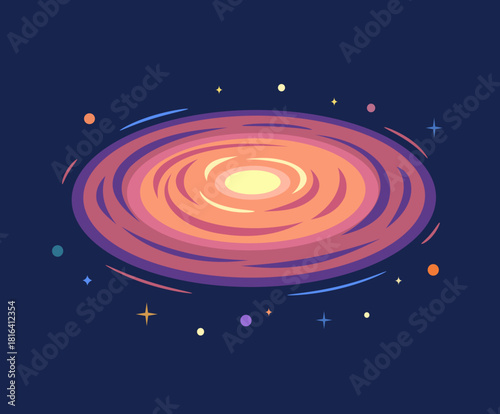 Cosmic galaxy. Spiral galaxy template on a dark background.