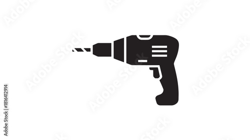 Black cordless drill icon simple vector illustration for construction and DIY projects isolated on white background