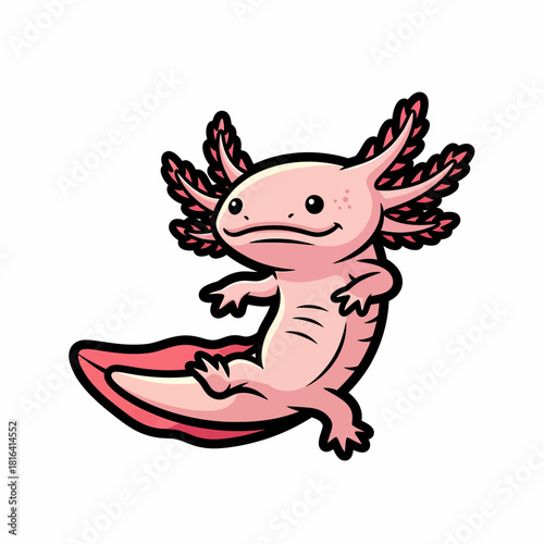 Cute cartoon axolotl character illustration.