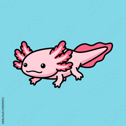 Cute cartoon axolotl character illustration.